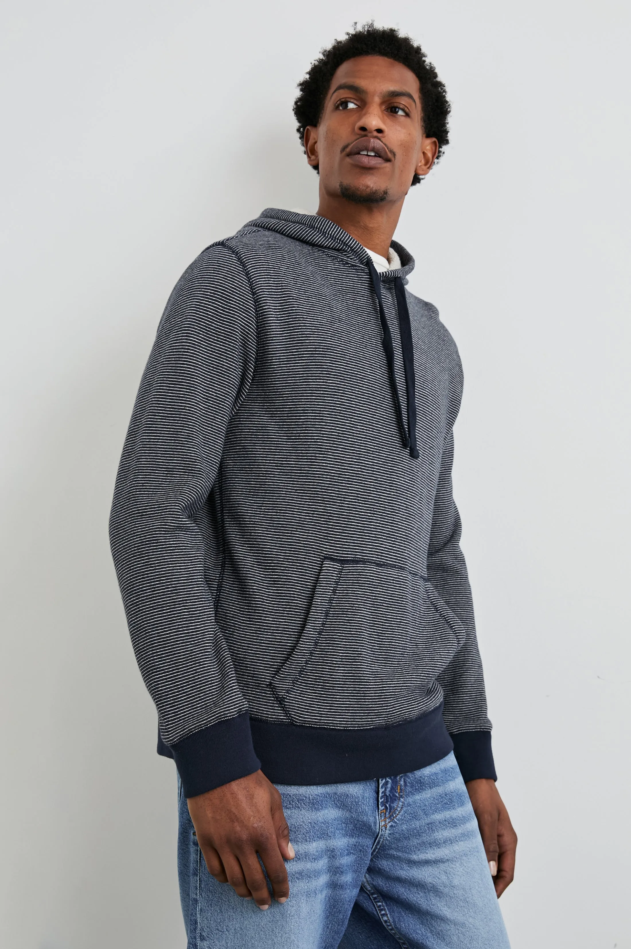 CALVIN HOODIE - NAVY CREAM STRIPE