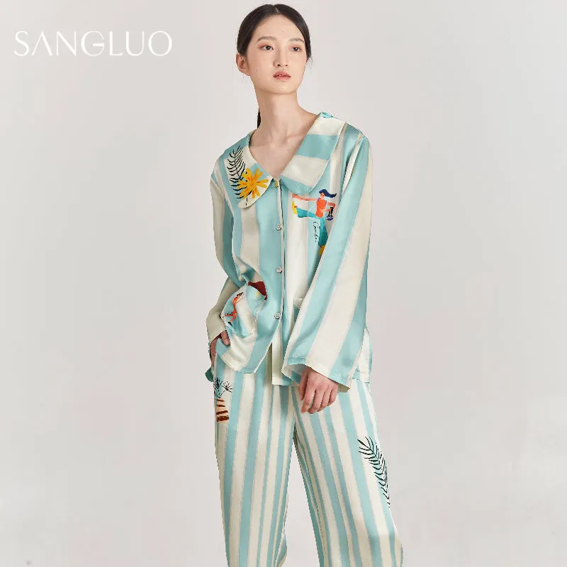 Girl's Wonderful World Silk Pajamas Set