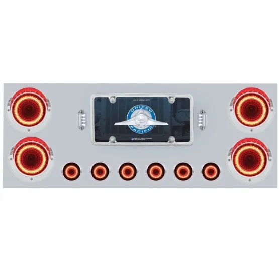 Stainless Rear Center Panel w/ 23 LED 4" & 9 LED 2" Mirage Light & Visor